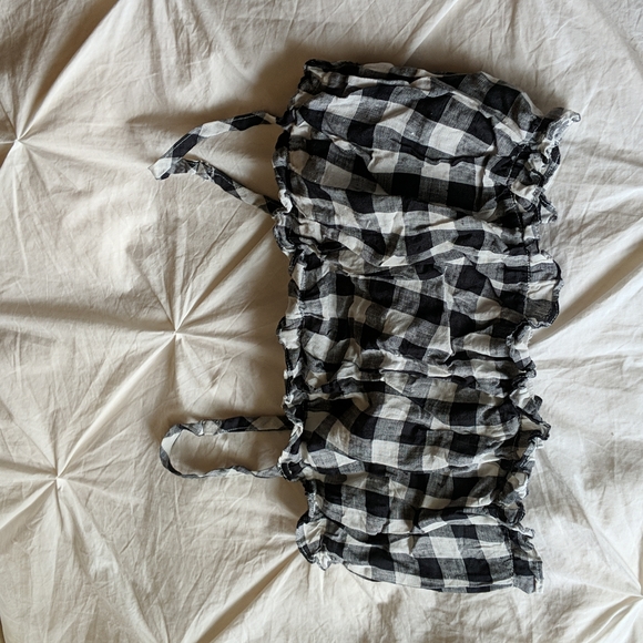 ❄️ 3/$25 Gingham Black and White Check Ruffle Tube Bra Top - Picture 2 of 9